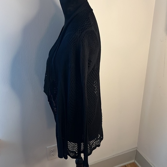 Love Token black pointelle open cardigan draped long sleeves Sz S - Picture 5 of 8